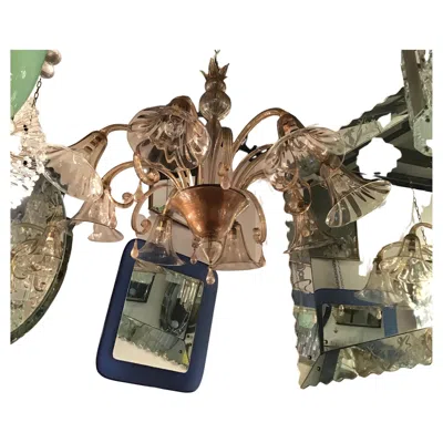 Pre-owned Venini Chandelier Murano Glass Iron Metal Italy, 1930 In Brown