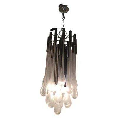 Pre-owned Venini Chandelier - Murano Glass - Metal Crome - 1970 - Made In Italy. In Brown