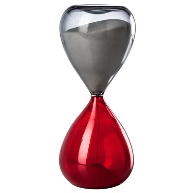 Pre-owned Venini Clessidra Glass Hourglass In Grey And Red By