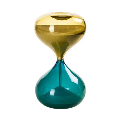 Pre-owned Venini Clessidra Hourglass In Bamboo And Aquamarine Glass By  In Blue