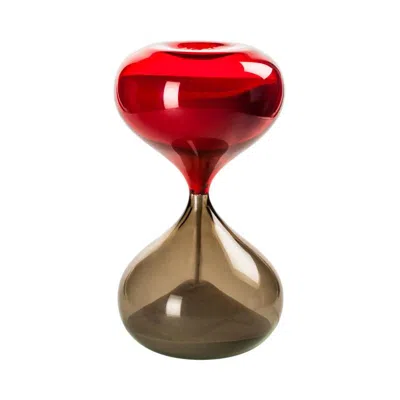 Pre-owned Venini Clessidra Hourglass In Gray And Red Glass By