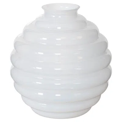 Pre-owned Venini Contemporary 21stc Murano Art Glass Vase In Opalescent White By  C.2015