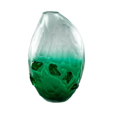 Pre-owned Venini Contrasto Vase In Crystal And Mint Green Blown Glass By Michela Cattai