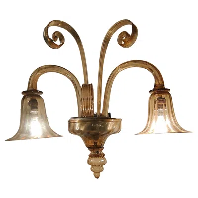 Pre-owned Venini - Coppia Di Apliques A 2 Luci In Vetro Di Murano - Italia 1930. In Brown