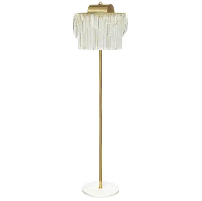 Pre-owned Venini Crystal Prism Floor Lamp With Brass And Marble Base, 1980s In Sand