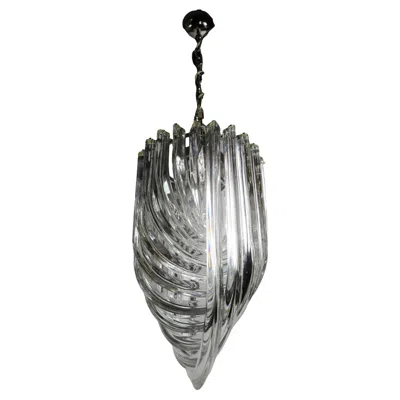 Pre-owned Venini Curved Glass Loop Curvati Chandeliers Attributed To Carlo Nason 3 Available In Transparent