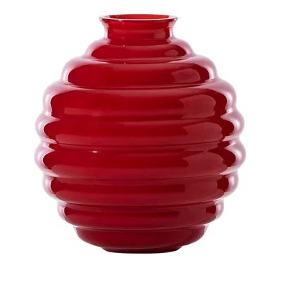 Venini Deco 9'' Vase In Red