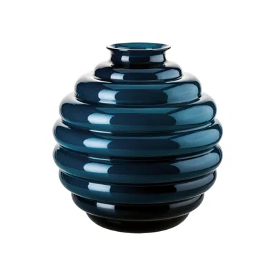 Pre-owned Venini Deco Glass Vase In Horizon Blue By Napoleone Martinuzzi