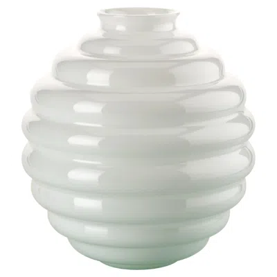 Pre-owned Venini Deco Glass Vase In Lattimo By Napoleone Martinuzzi In Transparent