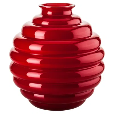 Pre-owned Venini Deco Glass Vase In Red By Napoleone Martinuzzi