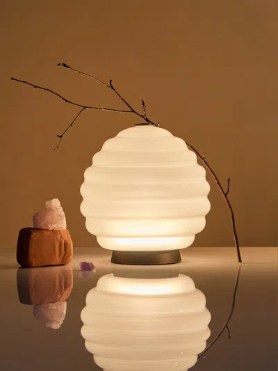 Venini Deco Luce Hand-blown Murano Glass Portable Lamp In Neutral