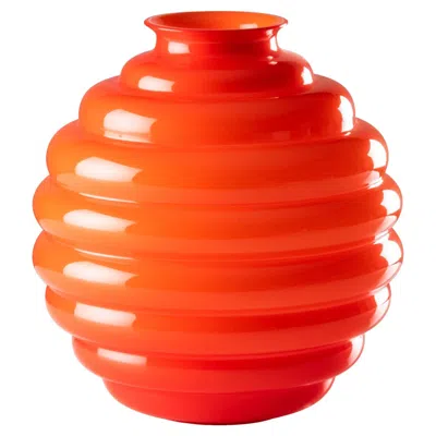 Pre-owned Venini Deco Medium Vase In Orange By Napoleone Martinuzzi