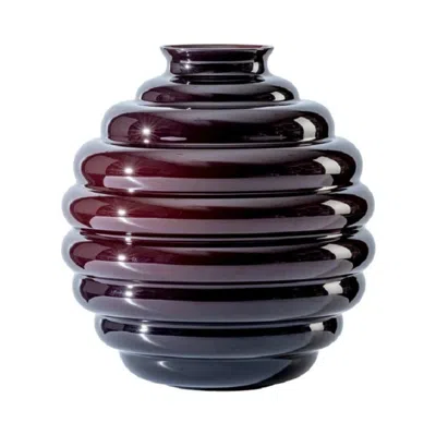 Pre-owned Venini Deco Medium Vase In Ox Blood Red Glass By Napoleone Martinuzzi