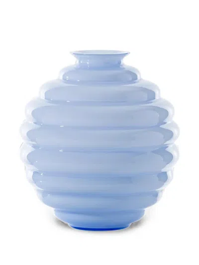 Venini Deco Ribbed Glass Vase In Multi