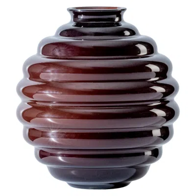 Pre-owned Venini Deco Small Vase In Ox Blood Red Glass By Napoleone Martinuzzi
