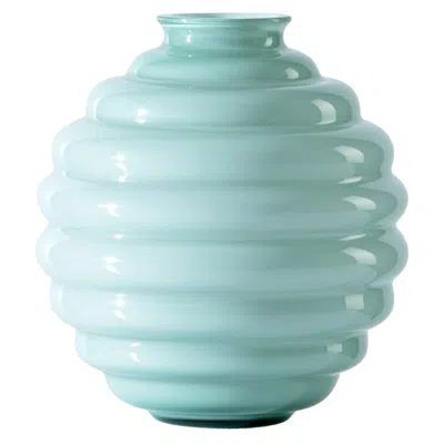 Pre-owned Venini Deco Small Vase In Rio Green Glass By Napoleone Martinuzzi