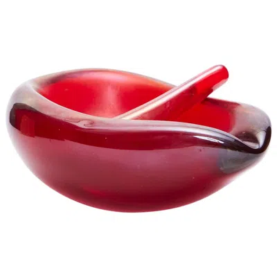 Pre-owned Venini Deep Red Cased Glass Bowl By Carlo Scarpa For , Italy, 1942