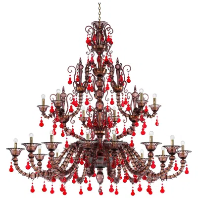 Pre-owned Venini Diamantei Twenty-one-light Chandelier In Amethyst And Red