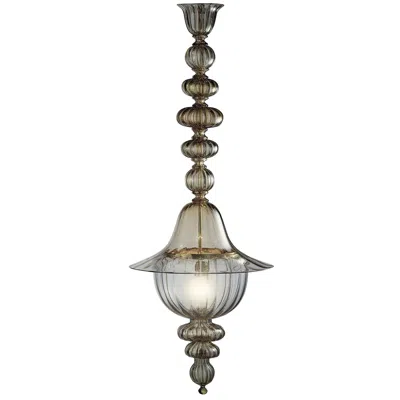 Pre-owned Venini Doge Pendant Light In Straw Yellow By Napoleone Martinuzzi