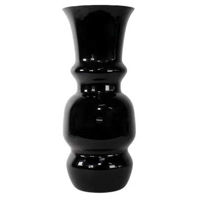 Pre-owned Venini Dogon Vase Black Color Murano Glass, Signed 2009, Made In Italy