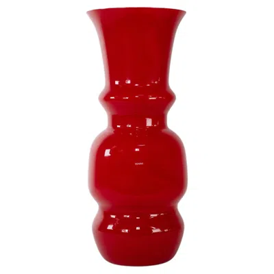 Pre-owned Venini Dogon Vase Red Color Murano Glass, Signed 2009, Made In Italy