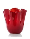 Venini Draped Ceramic Vase In Red