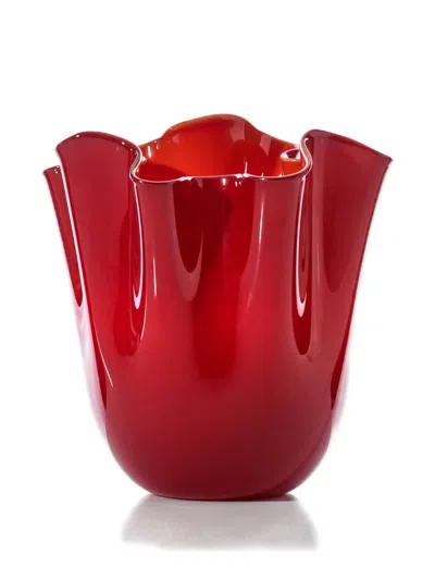 Venini Draped Ceramic Vase In Red