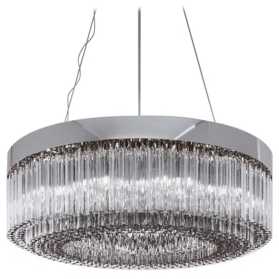 Pre-owned Venini Elegant Contemporary Suspended Murano Blown Glass Crystal Chandelier By  In Transparent