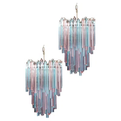 Pre-owned Venini Elegant Murano Chandeliers Triedri – 92 Prism - Multicolored Glasses In Transparent