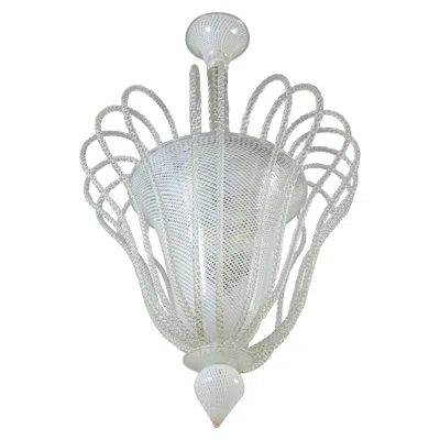 Pre-owned Venini Enchanting  Atr. Reticello Murano Glass Lantern Or Pendants 1940s In Transparent