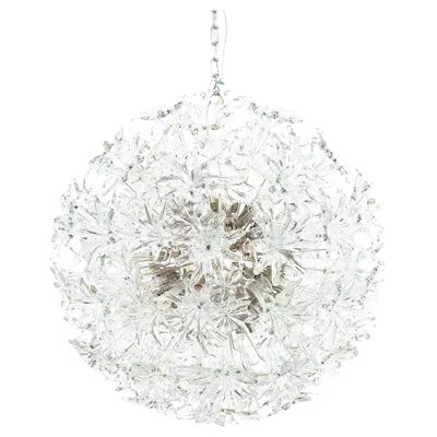 Pre-owned Venini Esprit Toni Zuccheri Xl Original Glass Flower Chandelier, Italy 1970 In Transparent