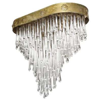 Pre-owned Venini Exceptional Glass Teardrop Chandelier, 1950s In Transparent