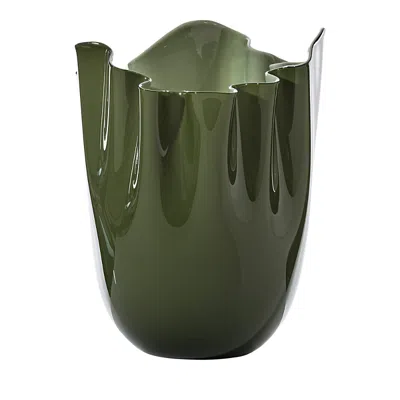 Venini Fazzoletto 7.1'' Vase In Green