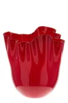 Venini 'fazzoletto' Large Vase In Red