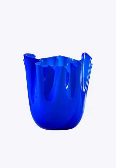 Venini Fazzoletto Medium Glossy Vase In Blue