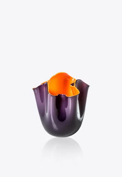 Venini Fazzoletto Opalini Glass Vase In Purple