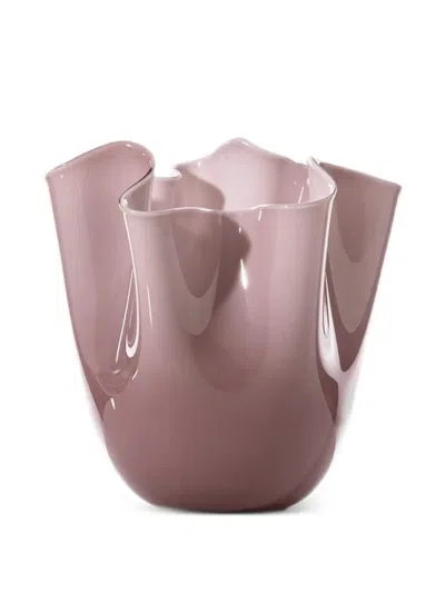 Venini Fazzoletto Ruffled Vase In Neutral