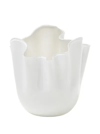 Venini Fazzoletto Ruffled Vase In White