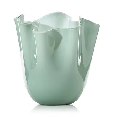 Venini Fazzoletto Small Vase In Green