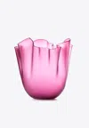Venini Fazzoletto Transparent Vase In Magenta