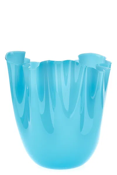 Venini 'fazzoletto' Vase In Blue