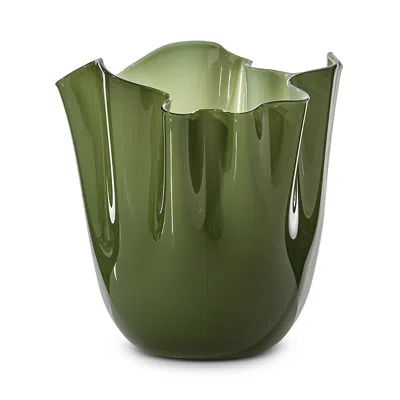Venini Fazzoletto Vase 42 Oz. In Green