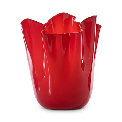 Venini Fazzoletto Vase 60 Oz. In Red