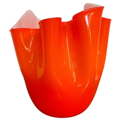 Pre-owned Venini Fazzoletto Vase By Fulvio Bianconi For  In Red