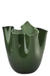 Venini 'fazzoletto' Vase In Green