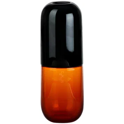 Pre-owned Venini Feniletilamina Happy Pills Vase In Black And Orange By Fabio Novembre