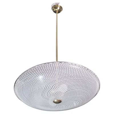 Pre-owned Venini Fine Art Deco Reticello Murano Glass Disc Chandelier By  1940s In Transparent