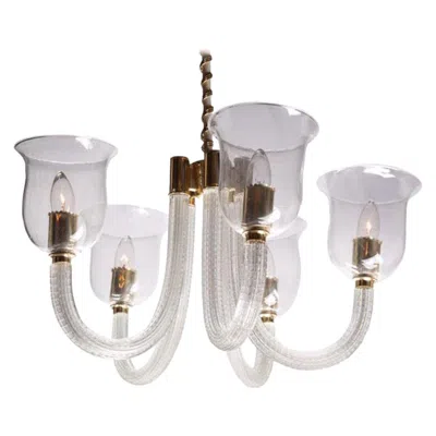 Pre-owned Venini Five Arm Chandelier, Circa 1940 In Transparent