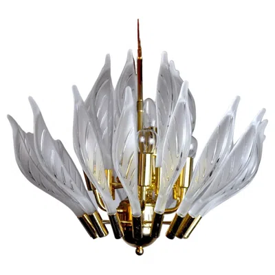 Pre-owned Venini 's Floral Chandelier, Murano Glass Leaves, Italy, 1970 In Transparent