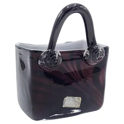 Pre-owned Venini Florero En Forma De Bolso De Vidrio Murano Seguso  In Black